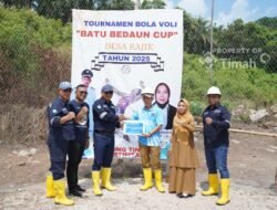 Sportivitas dan Sinergi: PT Timah Bantu Sukseskan Turnamen Voli di Desa Rajik