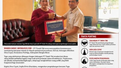 Tugu Mihrab Jadi Ikon Desa Cupat, PT Timah Tbk Dukung Penataan Ruang Publik